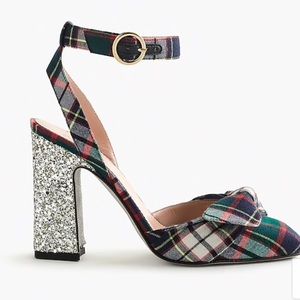 J. Crew Harlow ankle-strap pumps in festive plaid